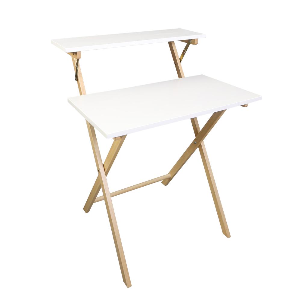 Solid Wood 2-tier Folding Laptop Working Desk. Picture 5