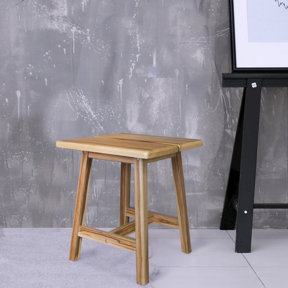 100% American Hardwood Rectangle Stool with Split Top. Picture 8