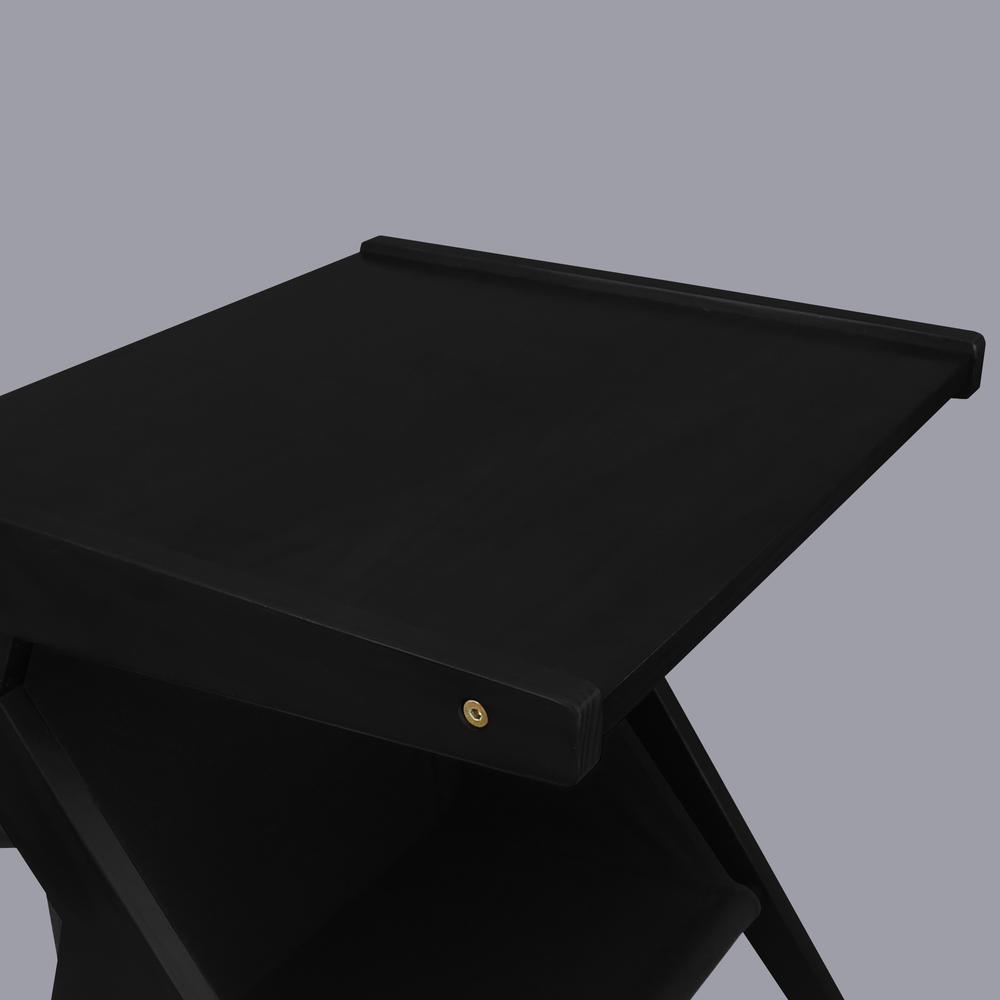 Casual Home Z-Shaped Sofa Side Table with Canvas Storage Basket - Black. Picture 9