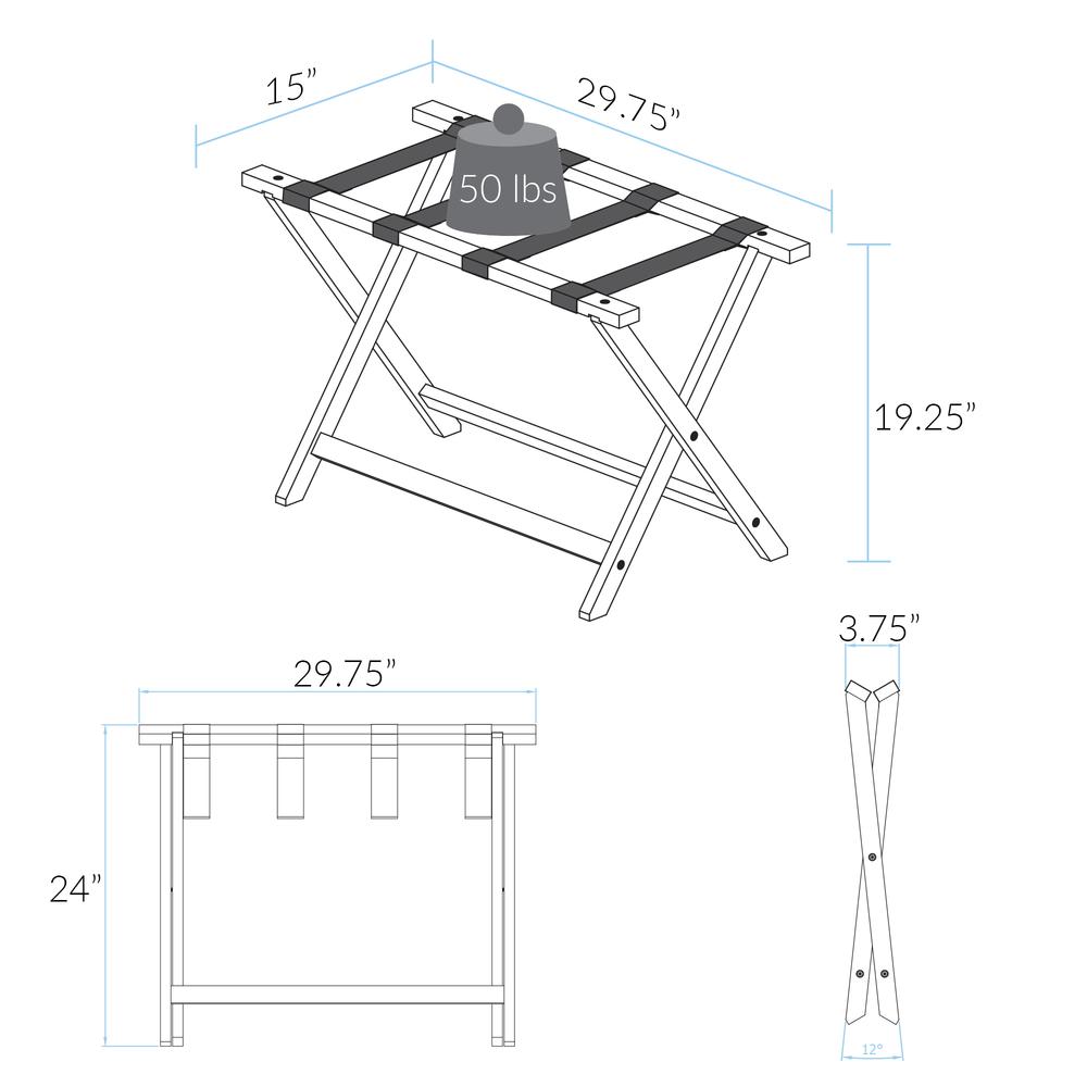 Heavy Duty 30" Extra Wide Luggage Rack - Walnut. Picture 6