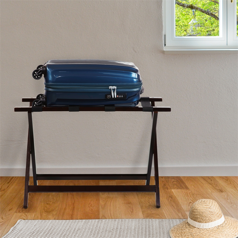 Heavy Duty 30" Extra Wide Luggage Rack-Espresso. Picture 6