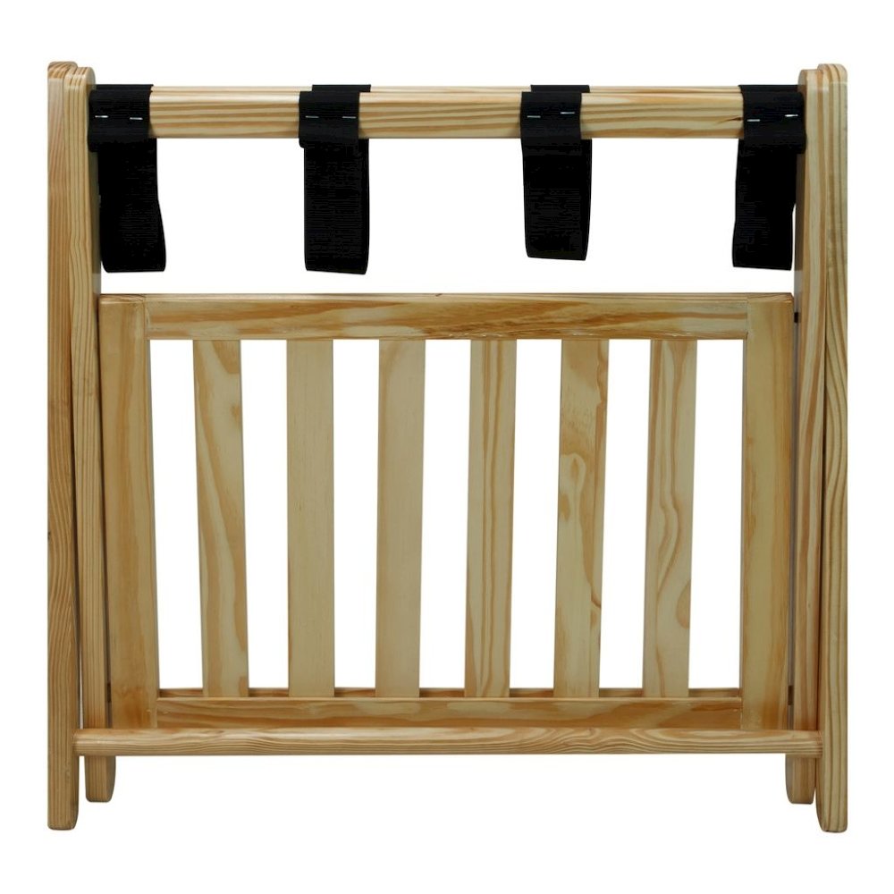 Natural Wooden Suitcase Stand with Shelf, Luggage Rack for Guest Room. Picture 6