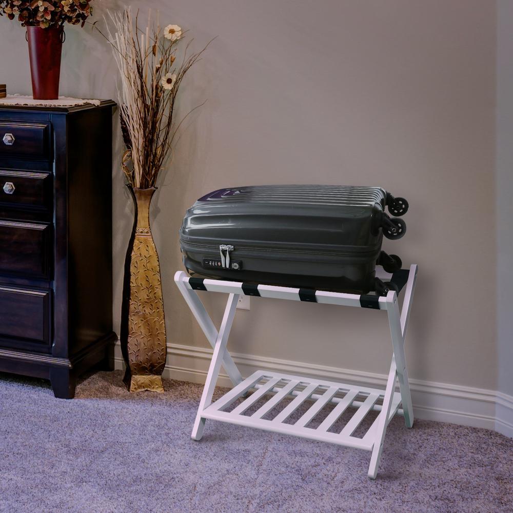 Luggage Rack with Shelf- White. Picture 6