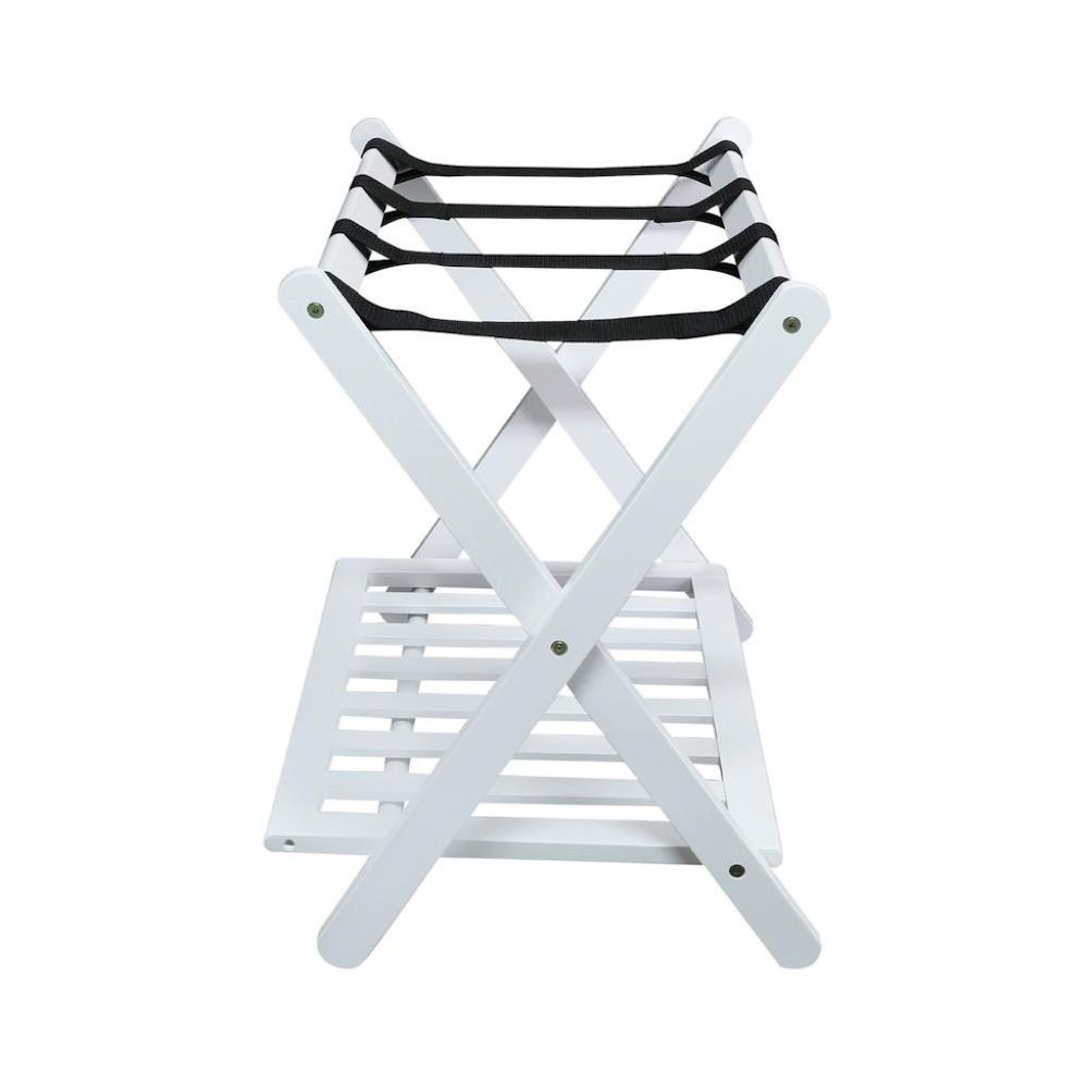 White Wooden Suitcase Stand with Shelf, Luggage Rack for Guest Room. Picture 5