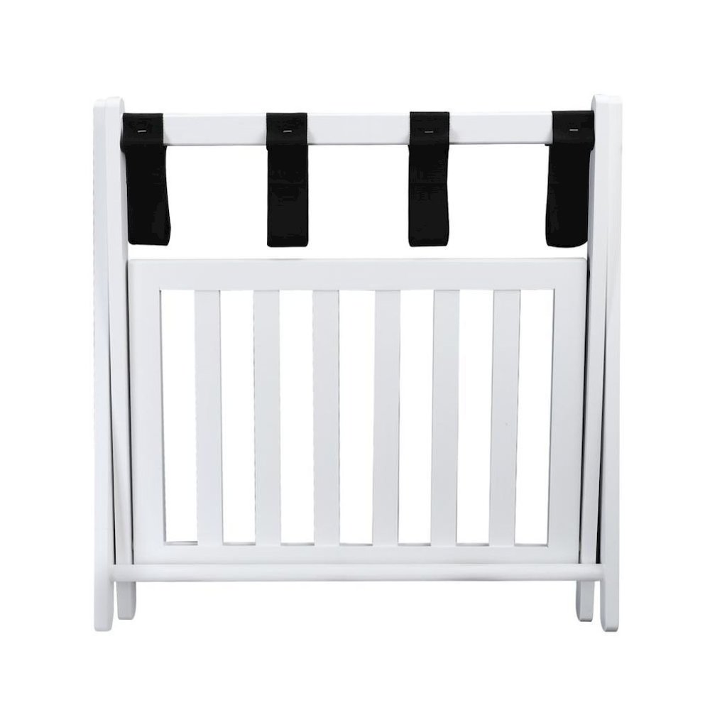 White Wooden Suitcase Stand with Shelf, Luggage Rack for Guest Room. Picture 9