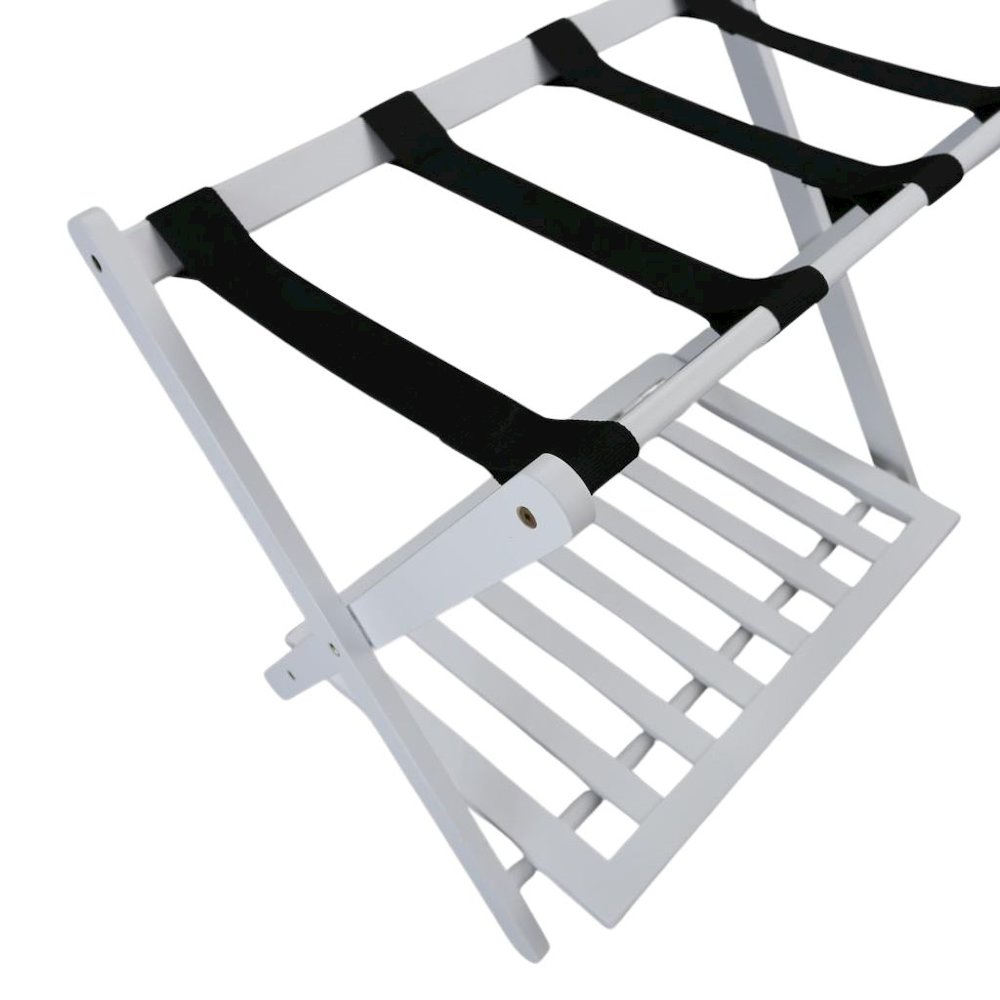 White Wooden Suitcase Stand with Shelf, Luggage Rack for Guest Room. Picture 6