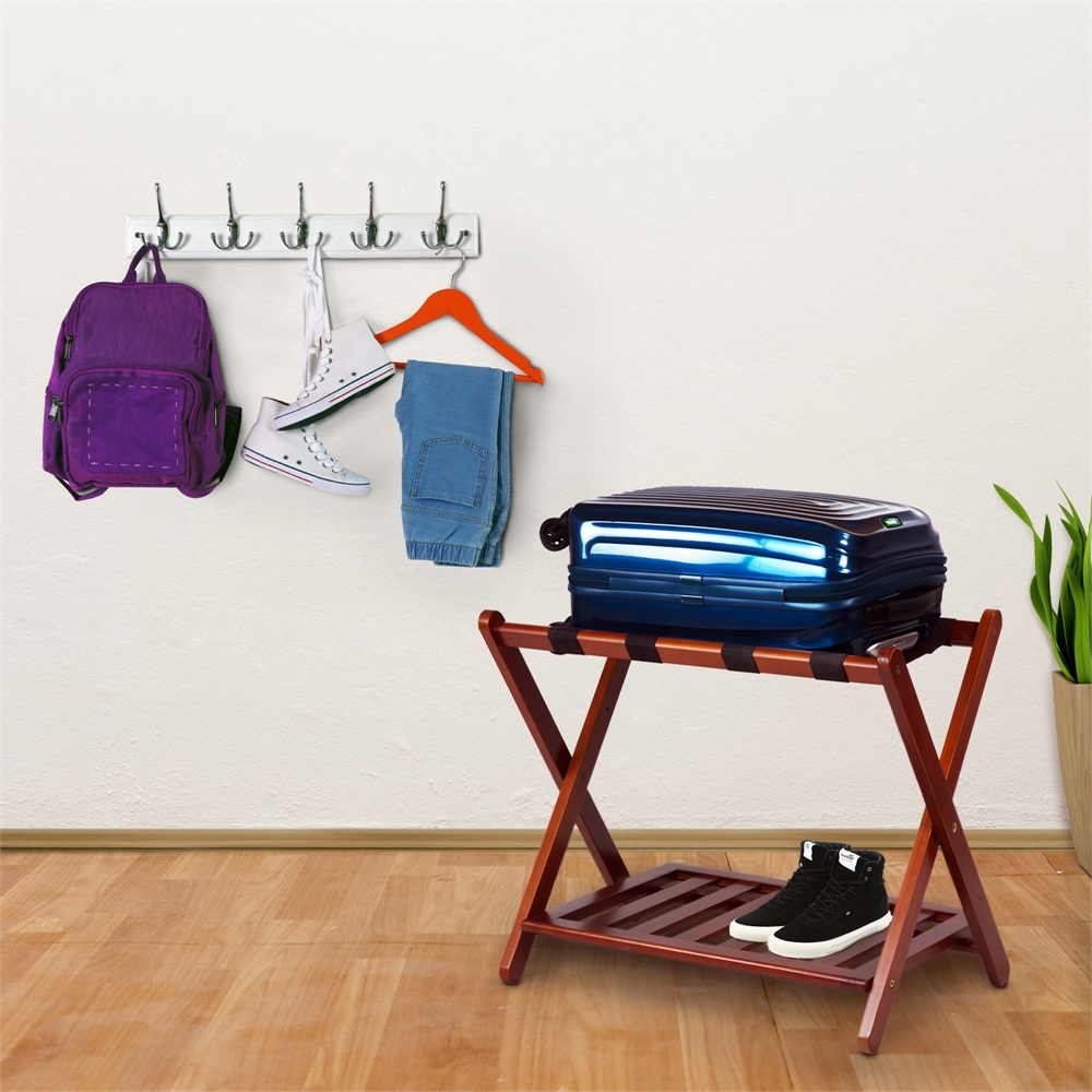 Luggage Rack with Shelf-Walnut. Picture 7