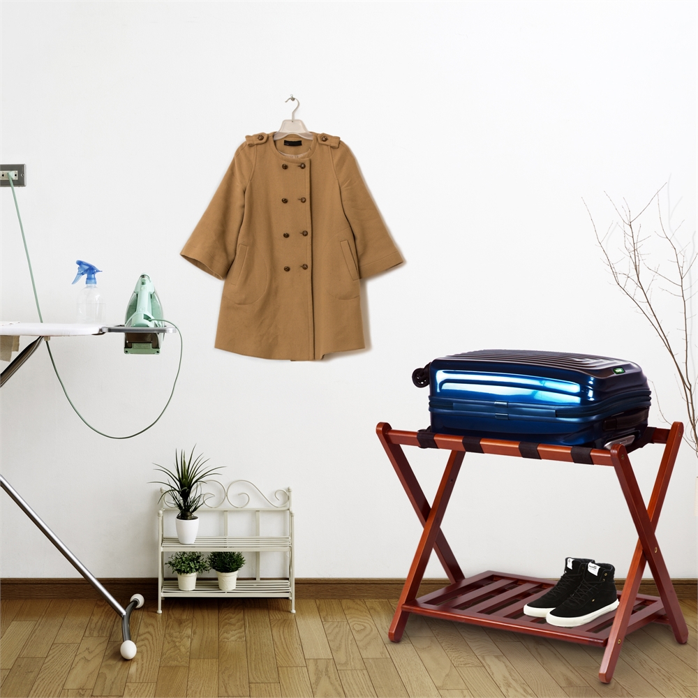 Luggage Rack with Shelf-Walnut. Picture 8