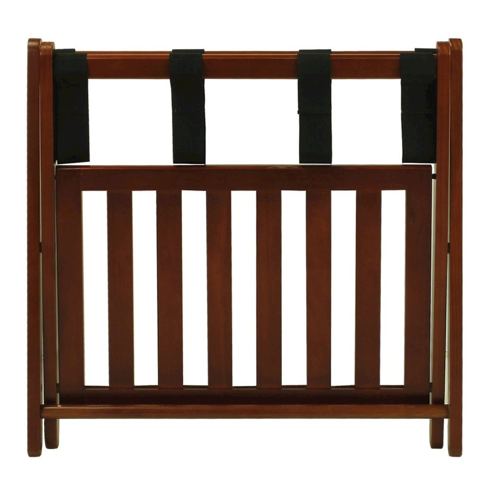 Walnut Wooden Suitcase Stand with Shelf, Luggage Rack for Guest Room. Picture 7