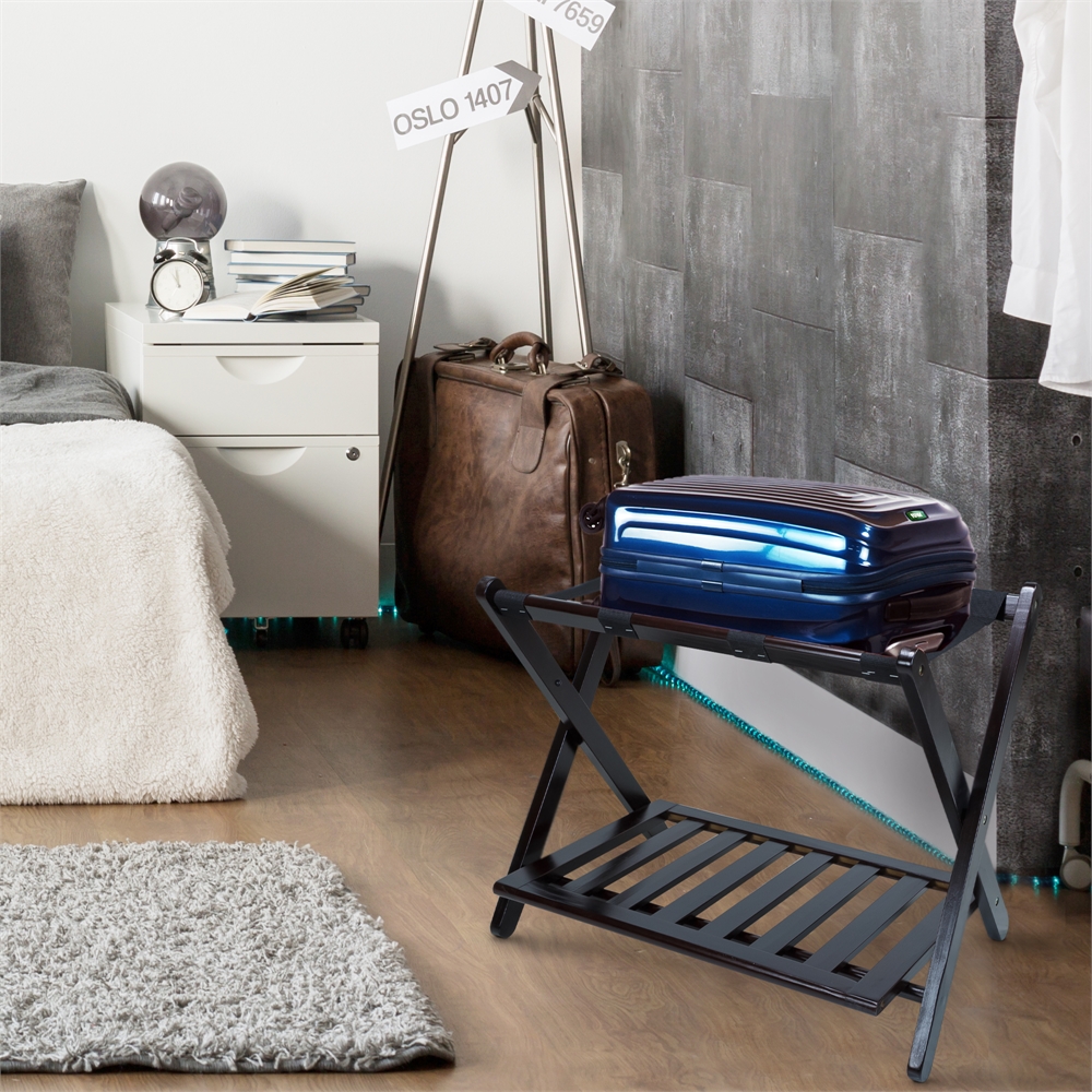 Luggage Rack with Shelf-Espresso. Picture 6