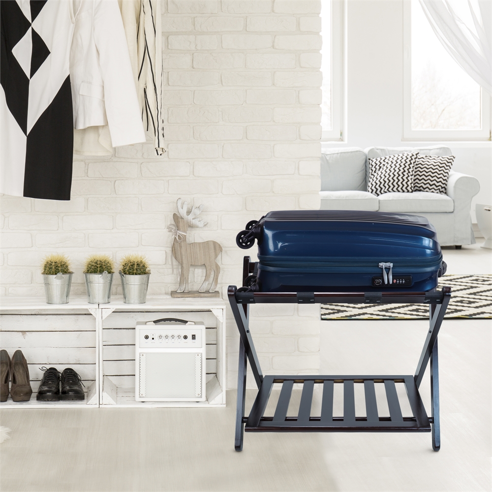 Luggage Rack with Shelf-Espresso. Picture 7