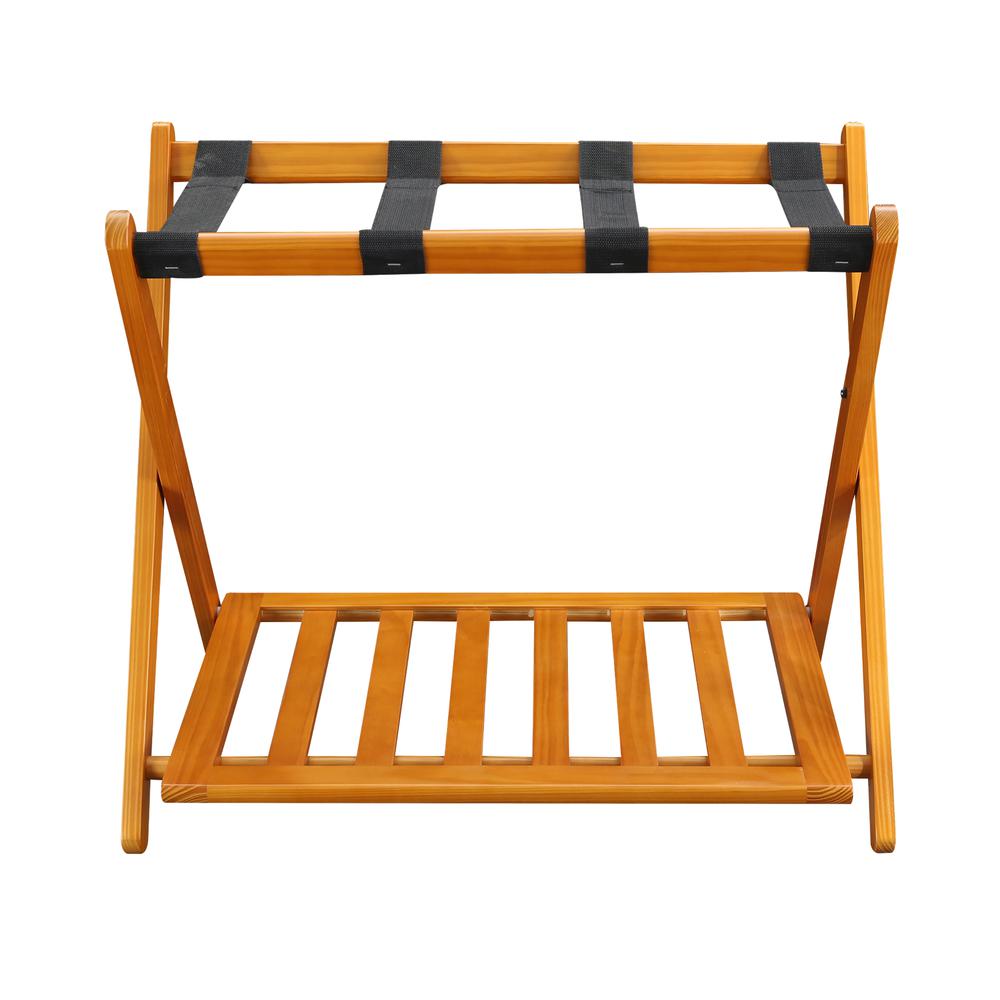 Luggage Rack with Shelf- Honey Oak. Picture 1