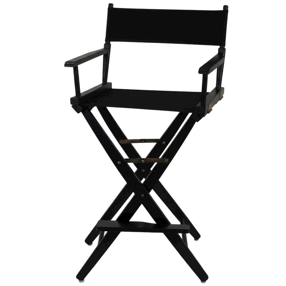 Black Extra-Wide Director's Chair, Black Frame, 30-Inch Bar Height. Picture 1