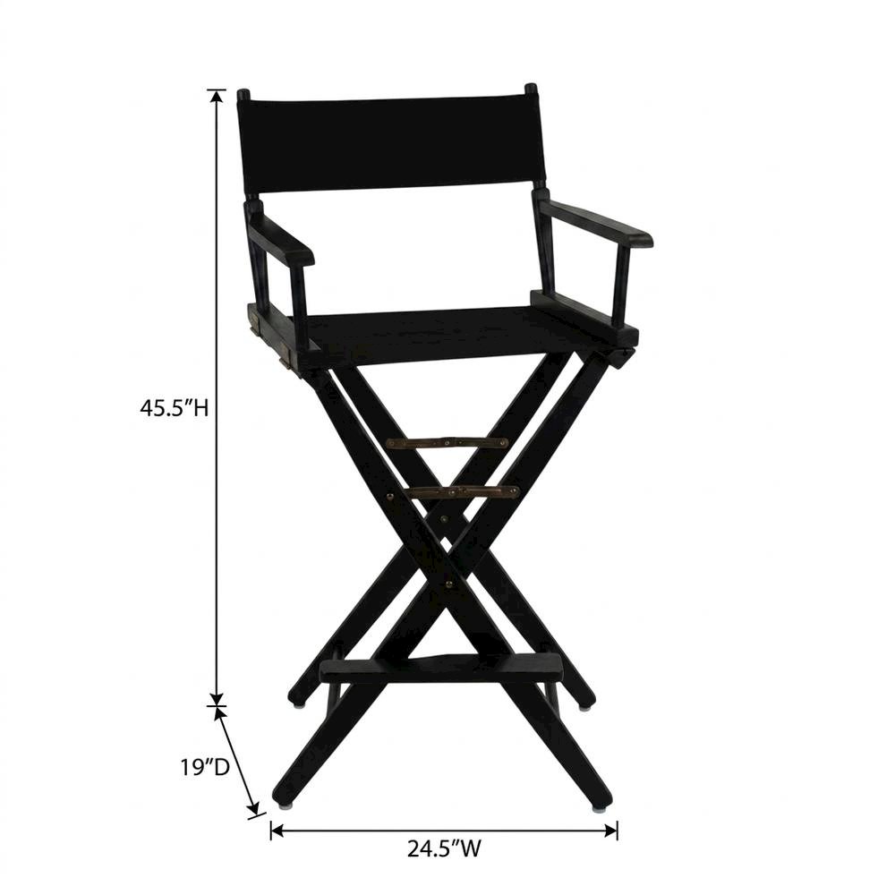 Black Extra-Wide Director's Chair, Black Frame, 30-Inch Bar Height. Picture 7