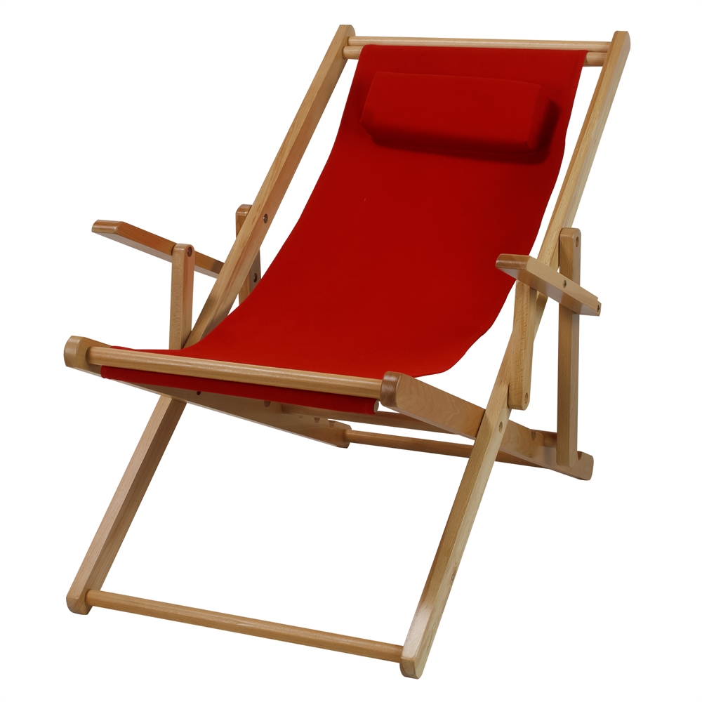 Sling Chair Natural Frame-Red Canvas. Picture 4