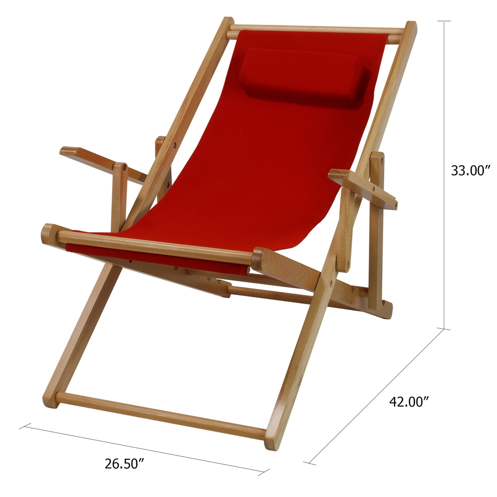 Sling Chair Natural Frame-Red Canvas. Picture 5
