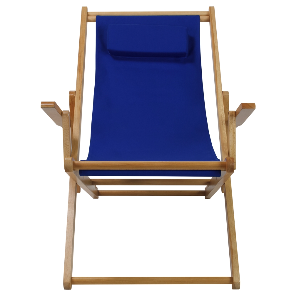 Sling Chair Natural Frame-Royal Blue Canvas. Picture 1