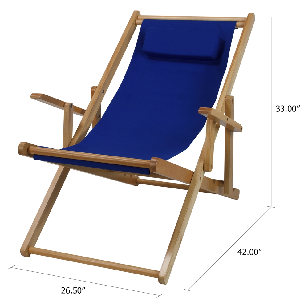 Sling Chair Natural Frame-Royal Blue Canvas. Picture 5