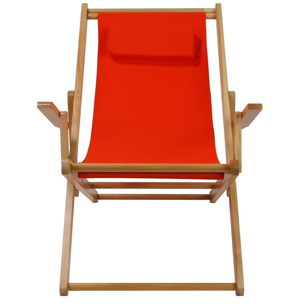 Sling Chair Natural Frame-Orange Canvas. Picture 1