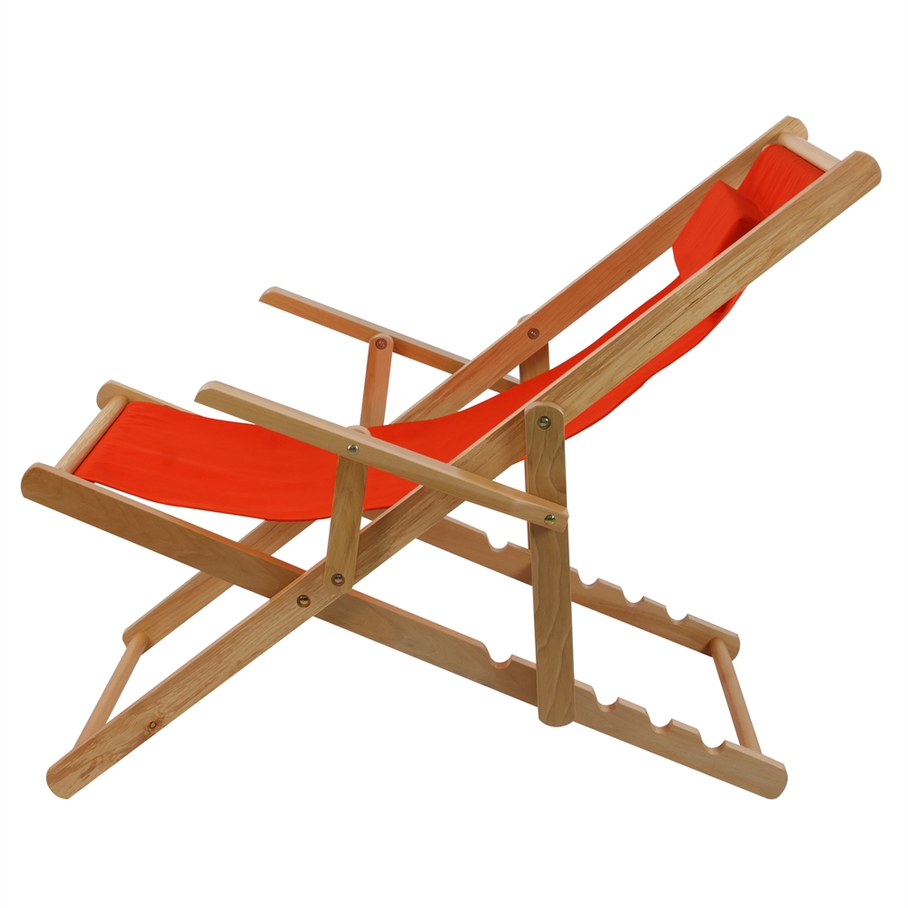 Sling Chair Natural Frame-Orange Canvas. Picture 2