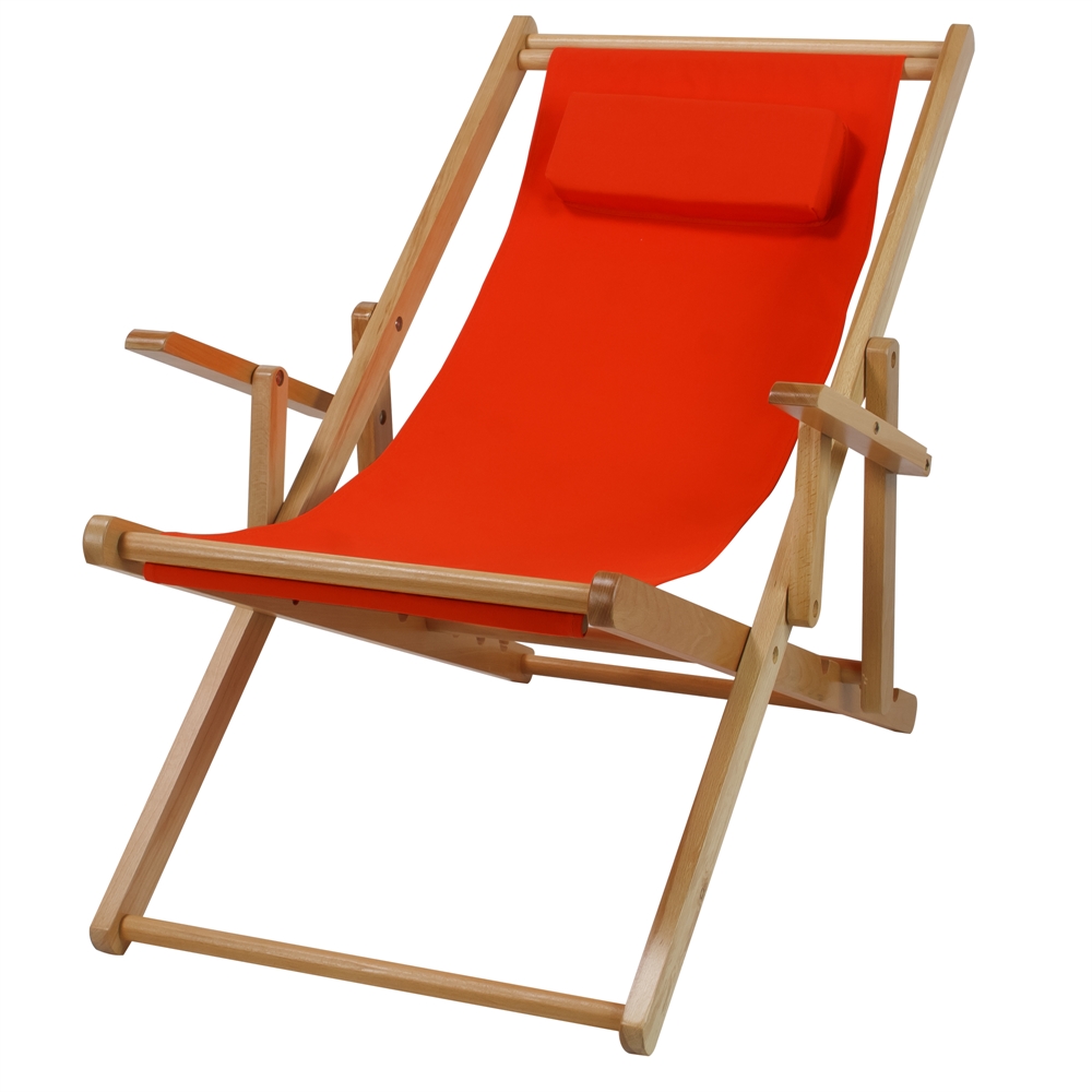 Sling Chair Natural Frame-Orange Canvas. Picture 4
