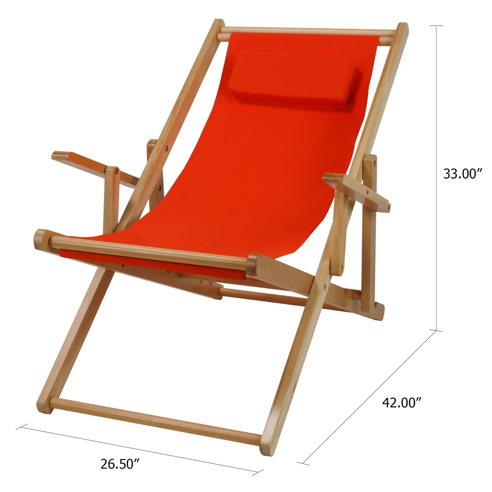 Sling Chair Natural Frame-Orange Canvas. Picture 5