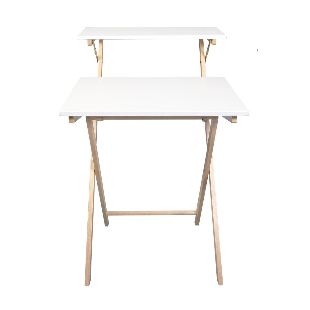 Solid Wood 2-tier Folding Laptop Working Desk. Picture 1