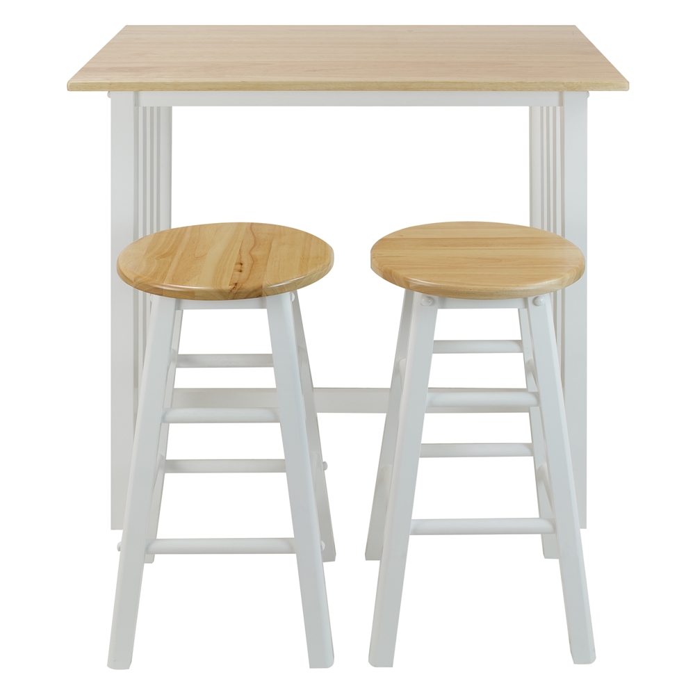 3pcs Breakfast Set made with Solid Wood-White. Picture 1