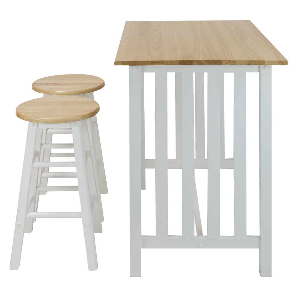 3pcs Breakfast Set made with Solid Wood-White. Picture 2