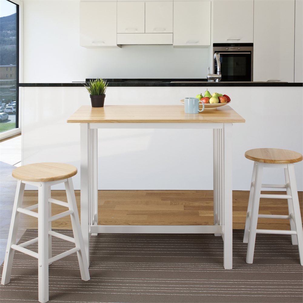 3pcs Breakfast Set made with Solid Wood-White. Picture 7