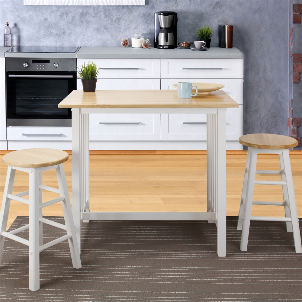 3pcs Breakfast Set made with Solid Wood-White. Picture 8