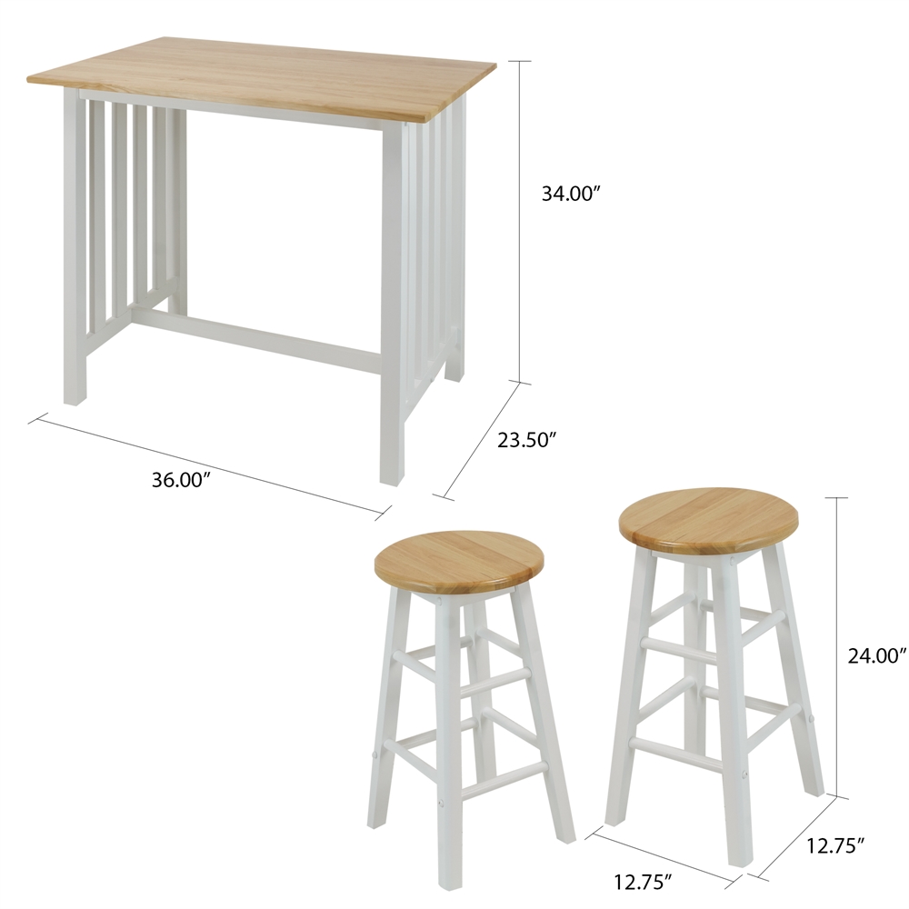 3pcs Breakfast Set made with Solid Wood-White. Picture 6