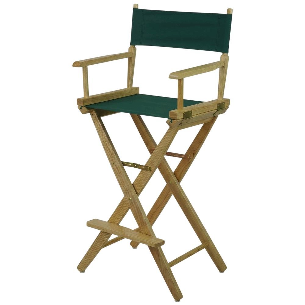 Green Extra-Wide Director's Chair, Natural Frame, 30-Inch Bar Height. Picture 1
