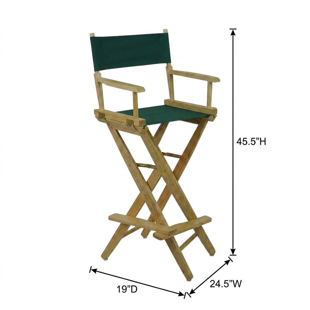 Green Extra-Wide Director's Chair, Natural Frame, 30-Inch Bar Height. Picture 7