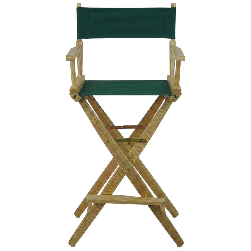 Green Extra-Wide Director's Chair, Natural Frame, 30-Inch Bar Height. Picture 4