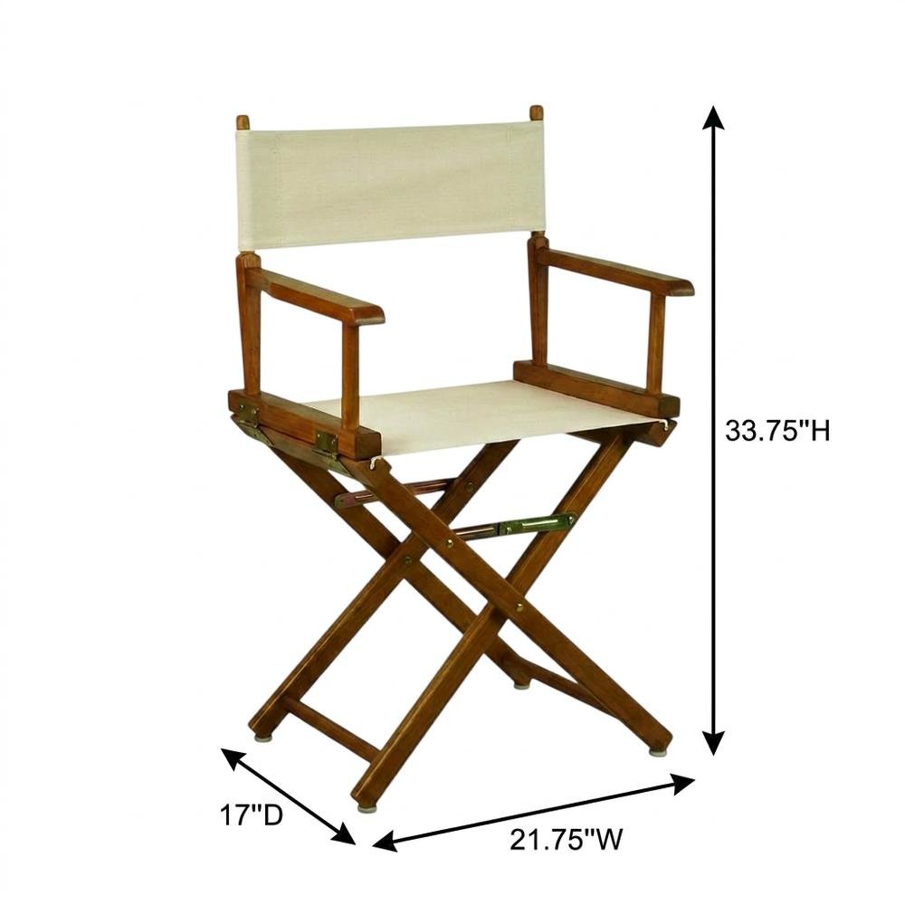 Beige Director's Chair, Honey Oak Frame, 18-Inch Seat Folding. Picture 7