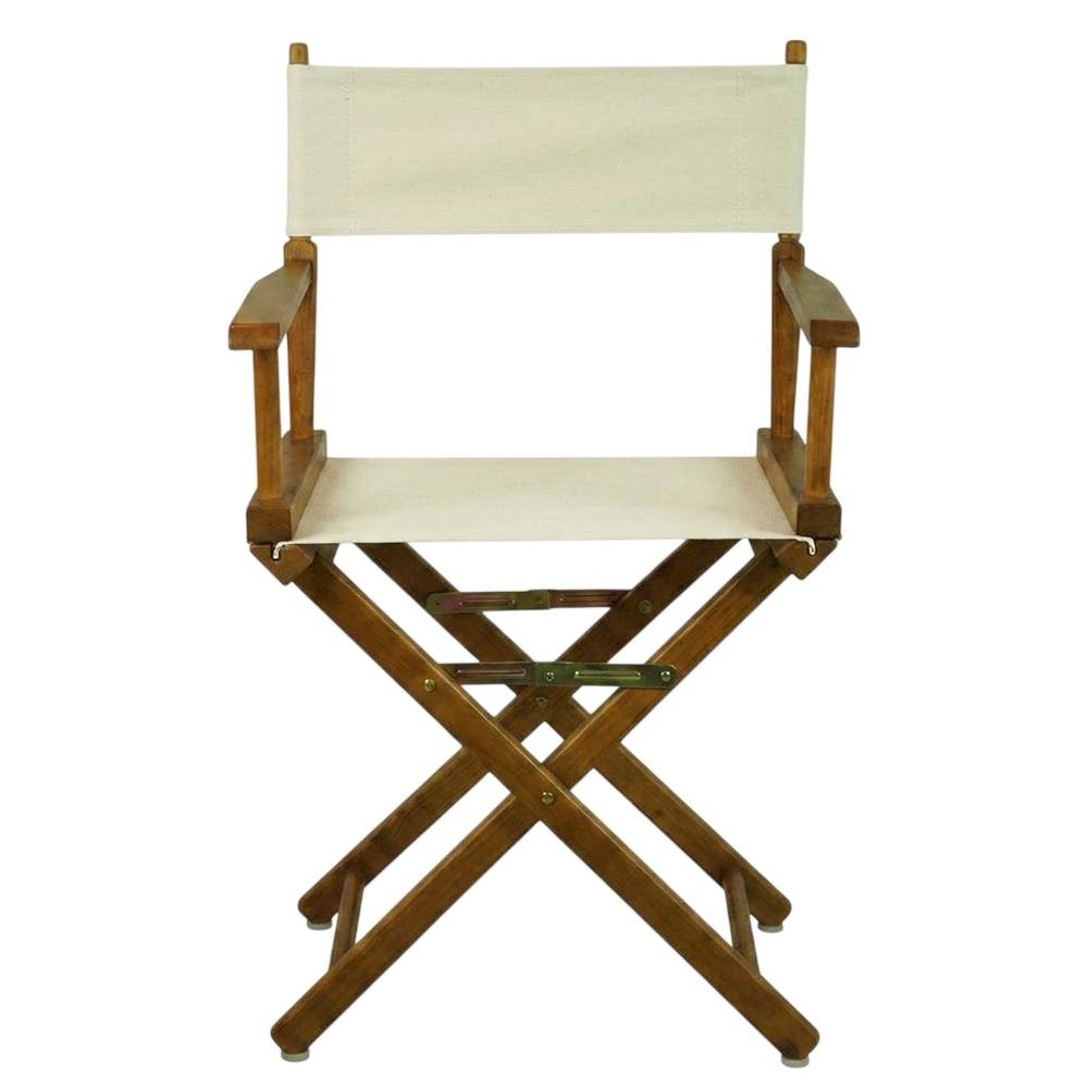 Beige Director's Chair, Honey Oak Frame, 18-Inch Seat Folding. Picture 4