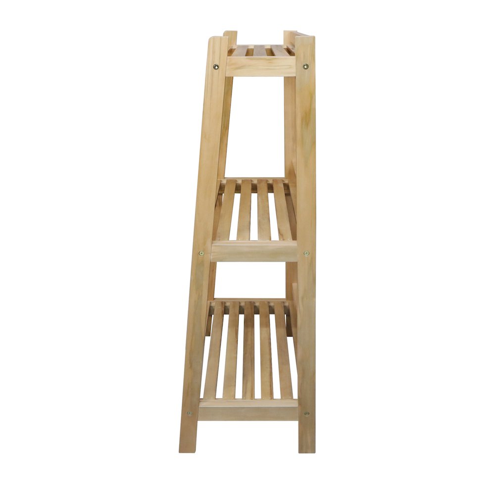 Woodhaven Slatted 3-Shelf Ladder Bookcase with Solid American Gum. Picture 2