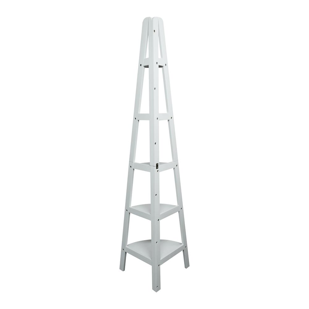 5-Shelf Corner Ladder Bookcase - White. Picture 4