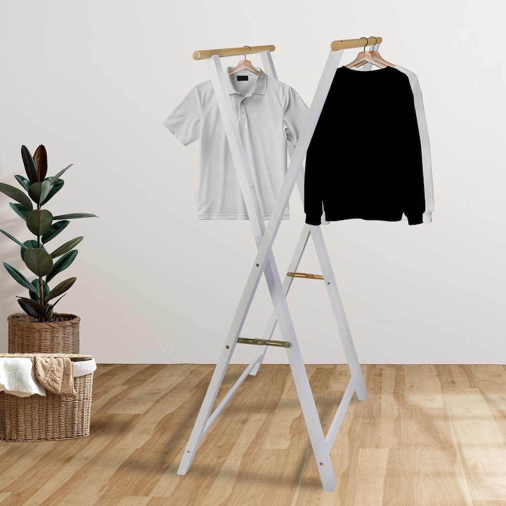 Solid Wood Folding Clothing Garment Rack. Picture 9