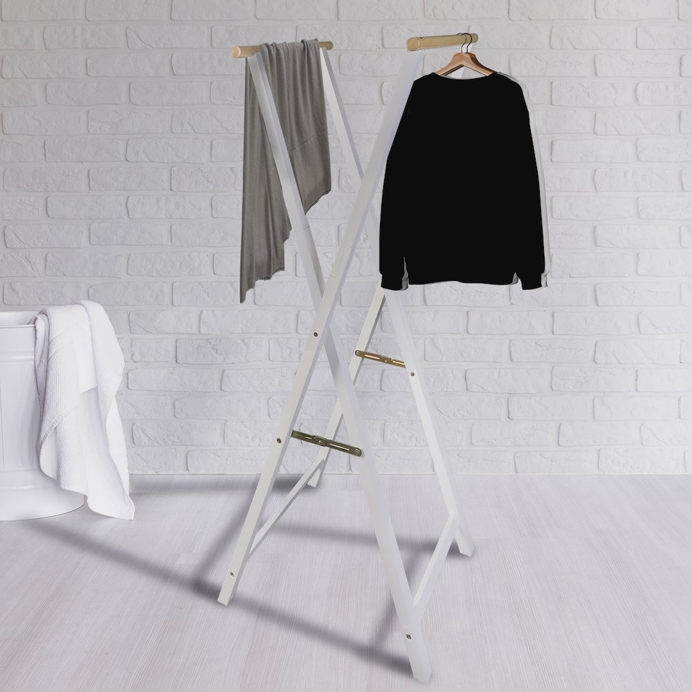 Solid Wood Folding Clothing Garment Rack. Picture 11