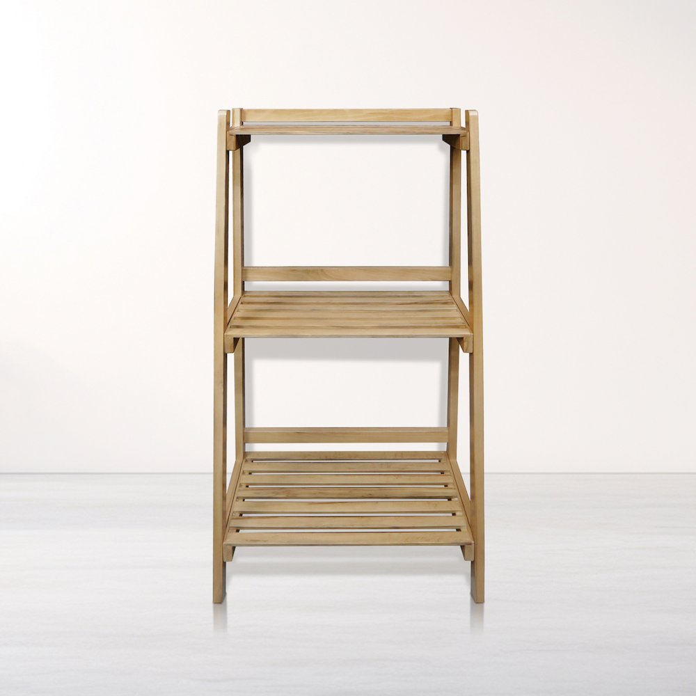Woodhaven Slatted 3-Shelf Ladder Bookcase with Solid American Gum. Picture 6