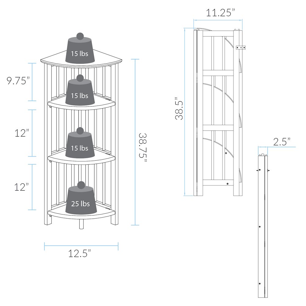 Casual Home Mission 4-Shelf Corner Folding Bookcase, Slate Gray. Picture 1