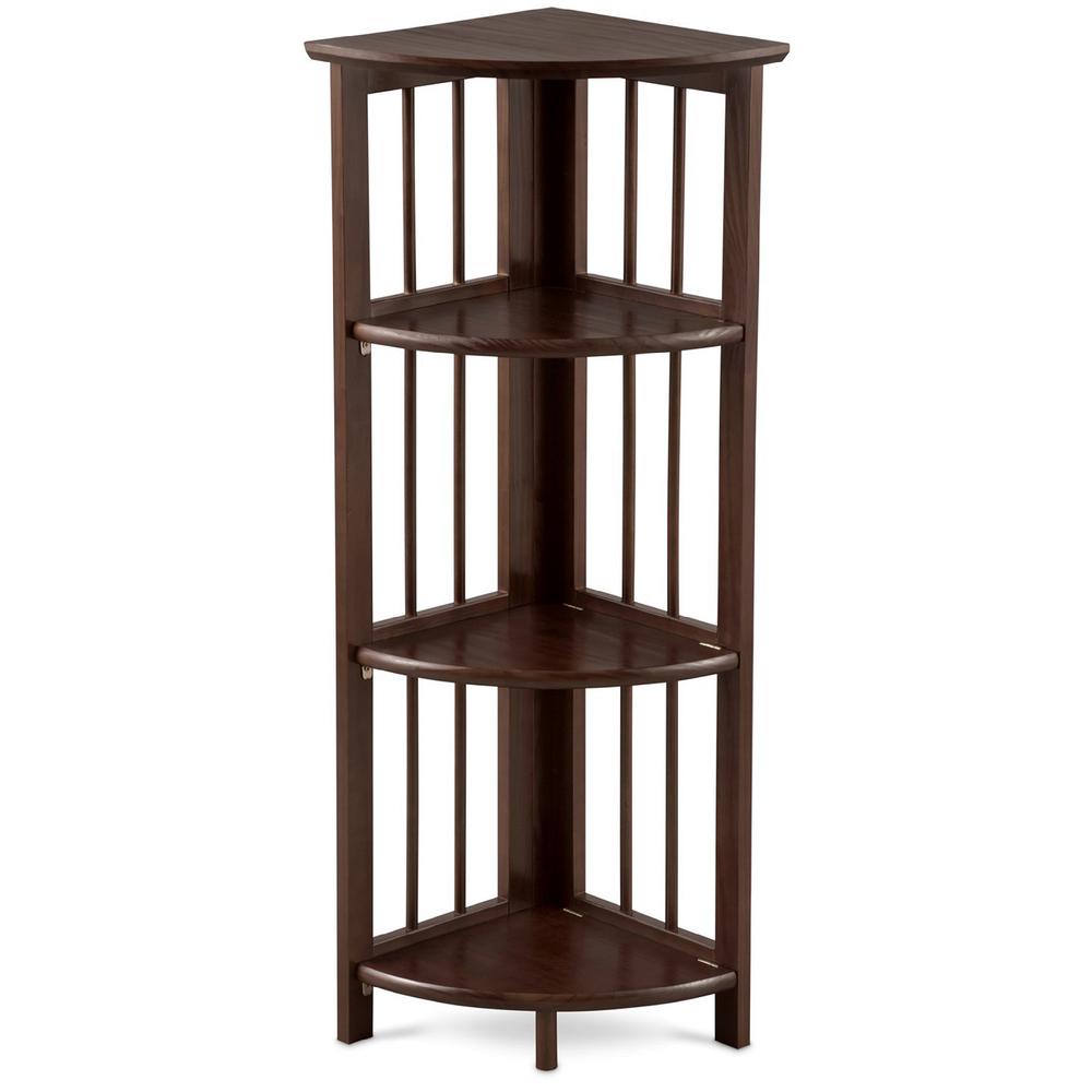 4-Shelf Corner Folding Bookcase - Truffle Brown. Picture 3
