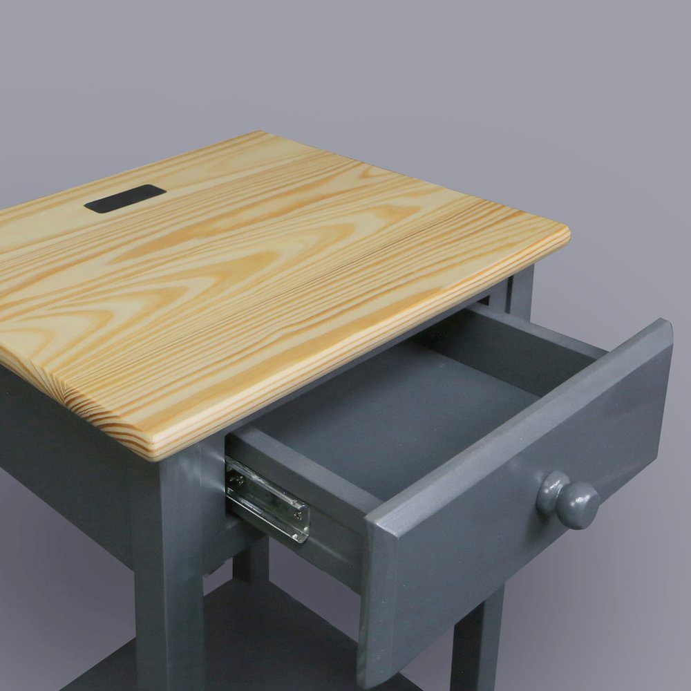 Night Owl Nightstand with USB Port - Natural Gray. Picture 12