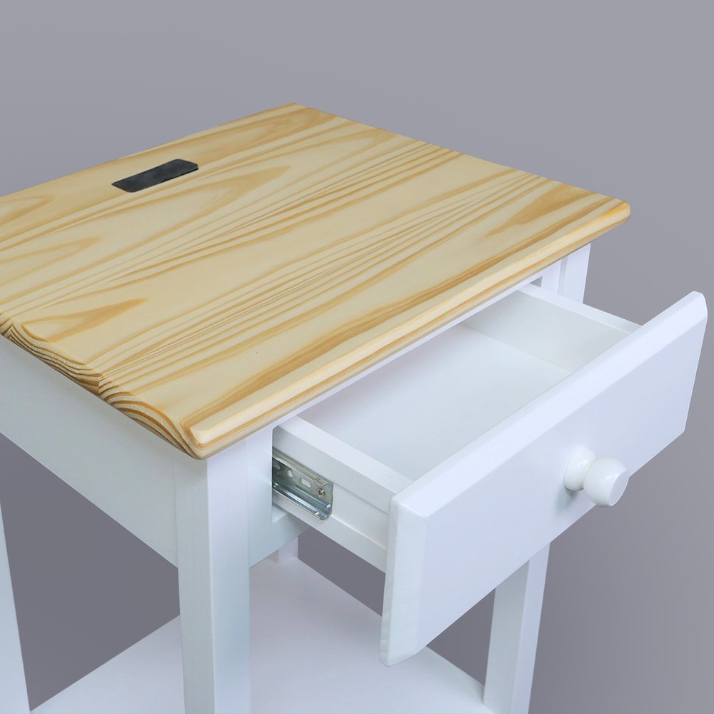 Night Owl Nightstand with USB Port - Natural White. Picture 11