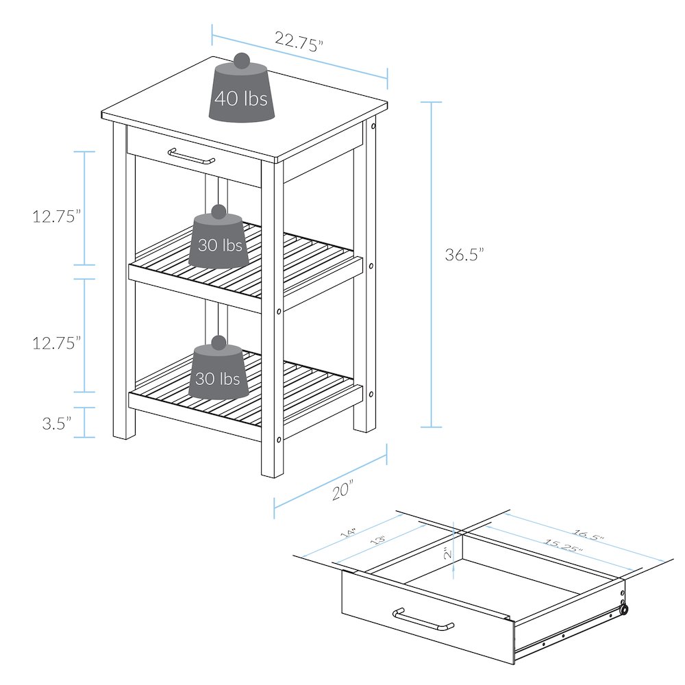 Sunrise Kitchen Island with Solid Wood Top - Slate Gray. Picture 5