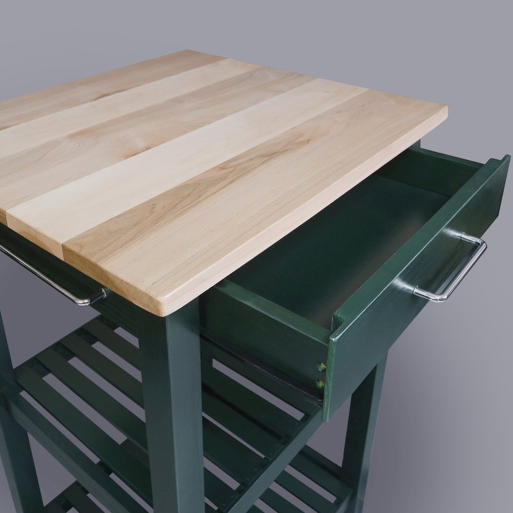 Sunrise Kitchen Island with Solid Wood Top, Hunter Green. Picture 7