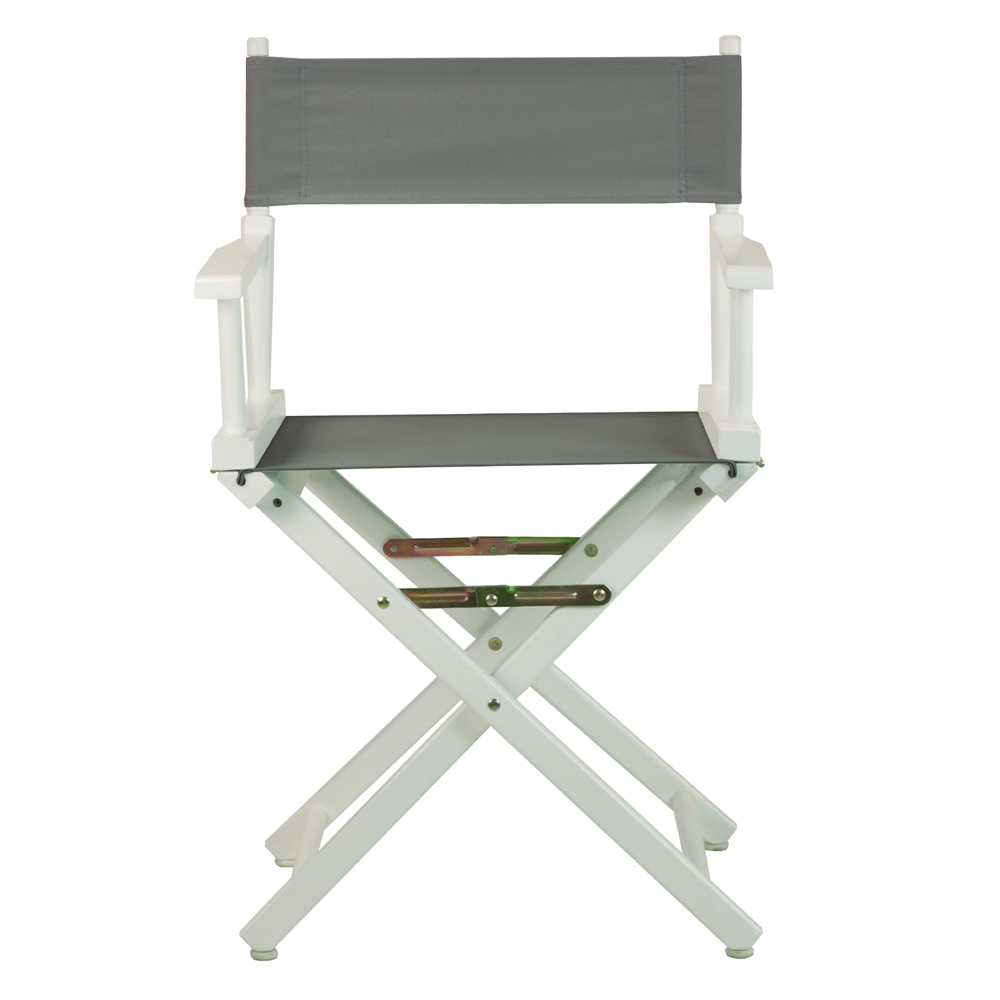 18" Director's Chair White Frame-Gray Canvas. Picture 1