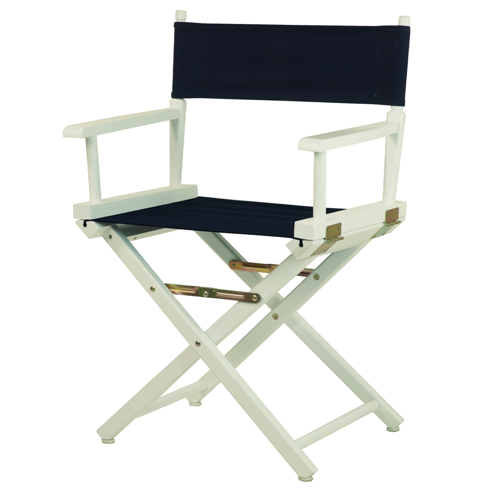 18" Director's Chair White Frame-Navy Blue Canvas. Picture 4